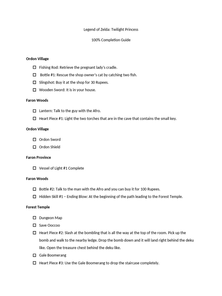 Zelda Twilight Princess 100% Guide | PDF