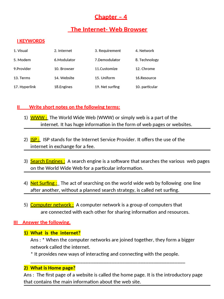 Gr-4 -Ch-4 the Internet Web Browser | PDF | World Wide Web | Internet & Web