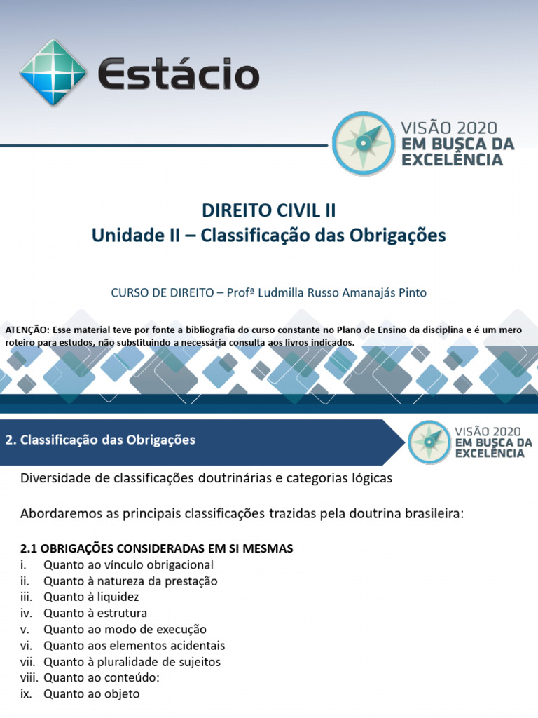 Classificação das Obrigações no Direito Civil | PDF | Lei das ...