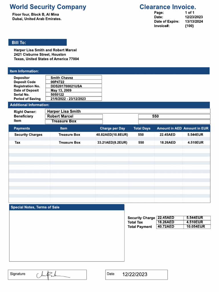 Dubai Security Clearance Invoice | PDF | Business Documents | Accounting