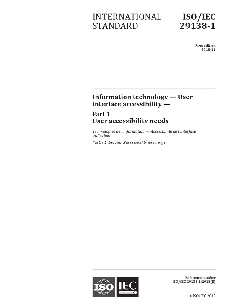 User Accessibility Needs in IT Standards | PDF | Accessibility | Iso ...