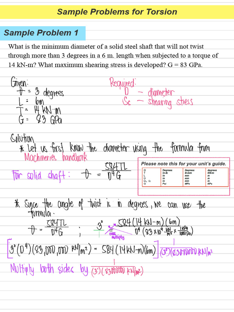 Torsion Shaft Problems and Solutions | PDF