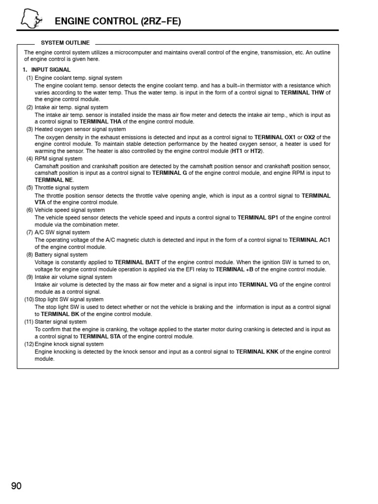 EngineControl-2RZ (1) | PDF | Fuel Injection | Engines