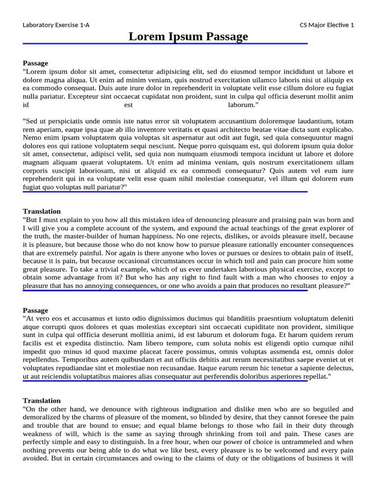 Lorem Ipsum Passage | PDF | Pleasure | Cognition