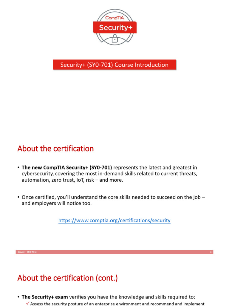 00- Security+ (SY0-701) Course Introduction | PDF | Security | Computer ...