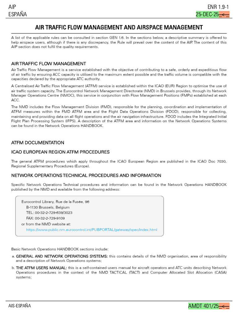 Spain Air Traffic Flow Management Guide | PDF | Air Traffic Control ...