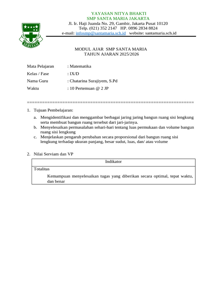 Modul Ajar Matematika Kelas IX SMP | PDF