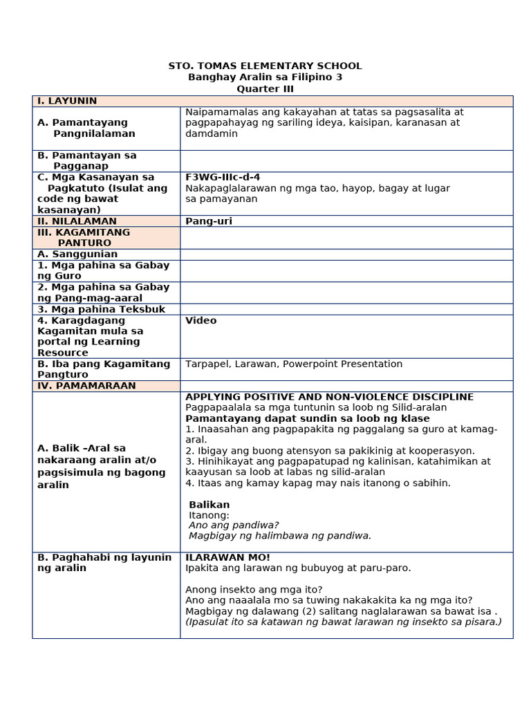 Grade 3 Cot Filipino 3rd | PDF