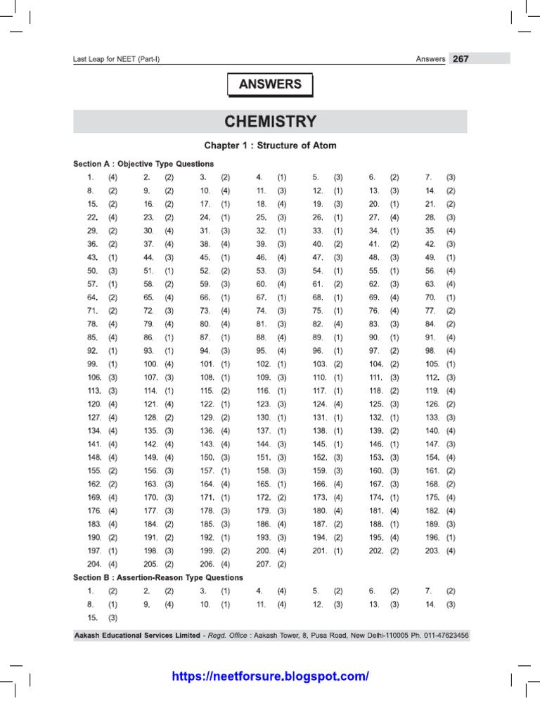 Chemistry Part 2 Key | PDF
