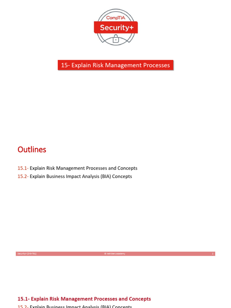 15 - Explain Risk Management Processes | PDF | Risk | Risk Assessment