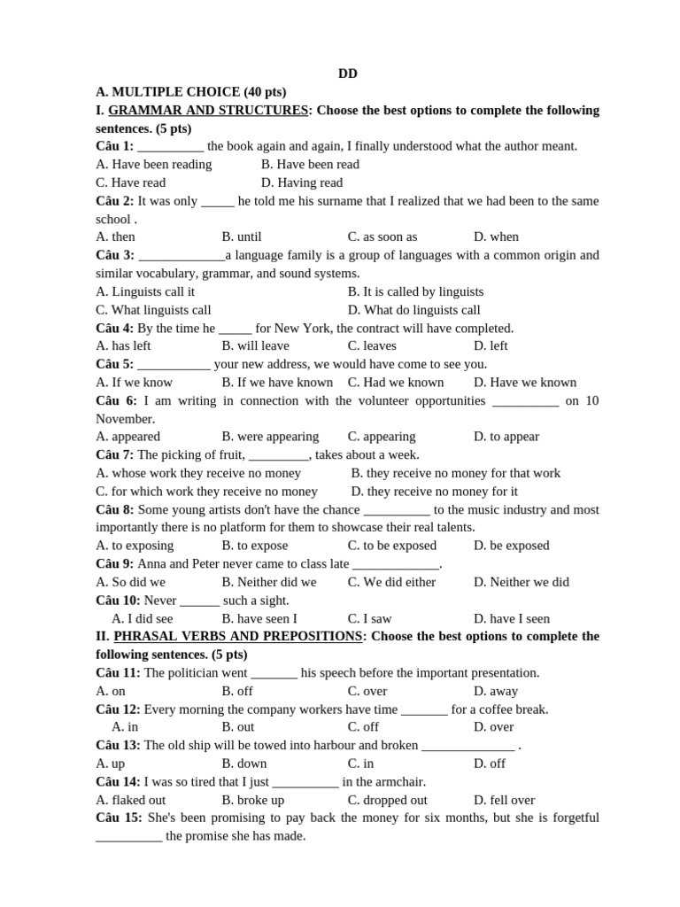 Grammar and Vocabulary Practice Test | PDF | Artificial Intelligence ...