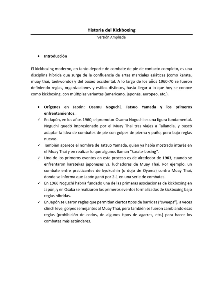 Historia del Kickboxing: Orígenes y Evolución | PDF | Kárate | Deportes ...