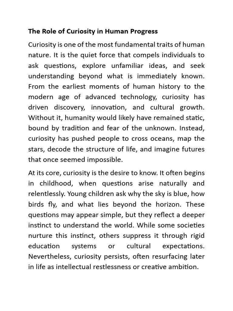 1- The Role of Curiosity in Human Progress - Copy (2) | PDF | Curiosity ...