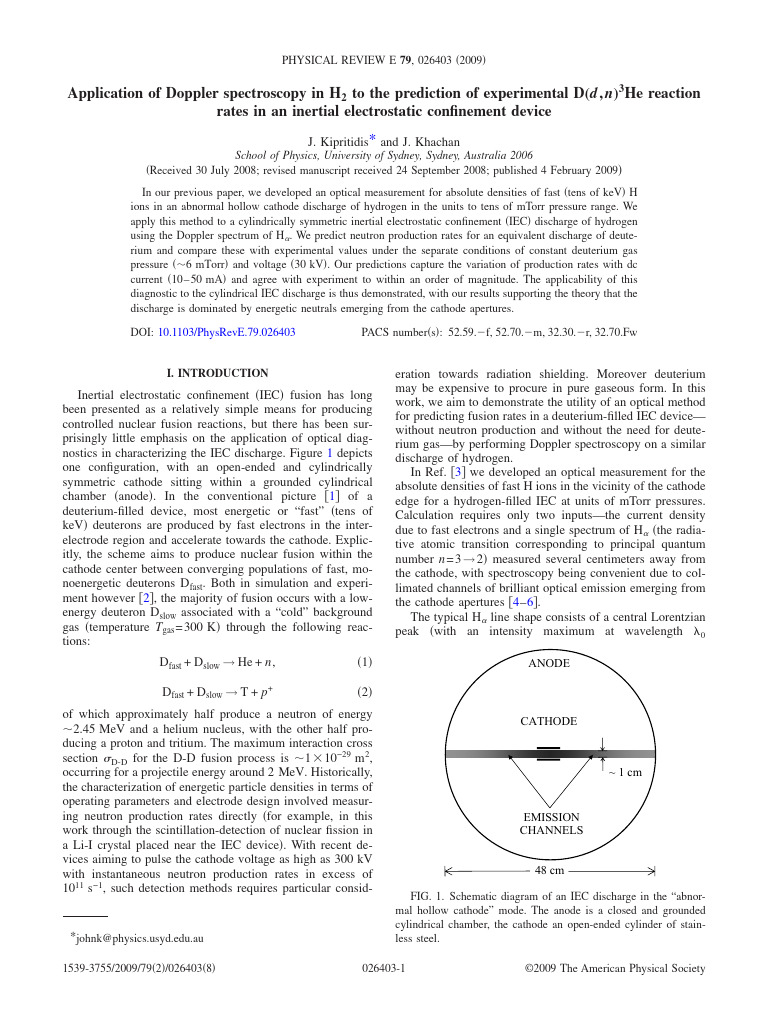 Application of Doppler Spectroscopy in m | PDF | Electron | Nuclear Fusion