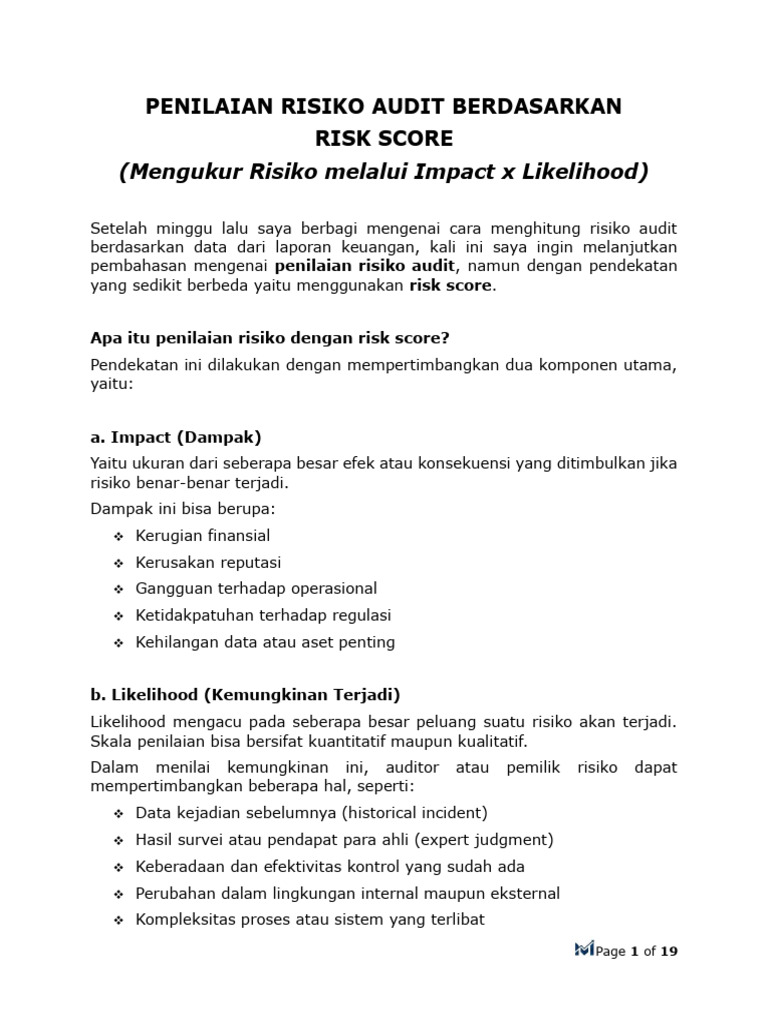 Penilaian Risiko Audit dengan Risk Score | PDF