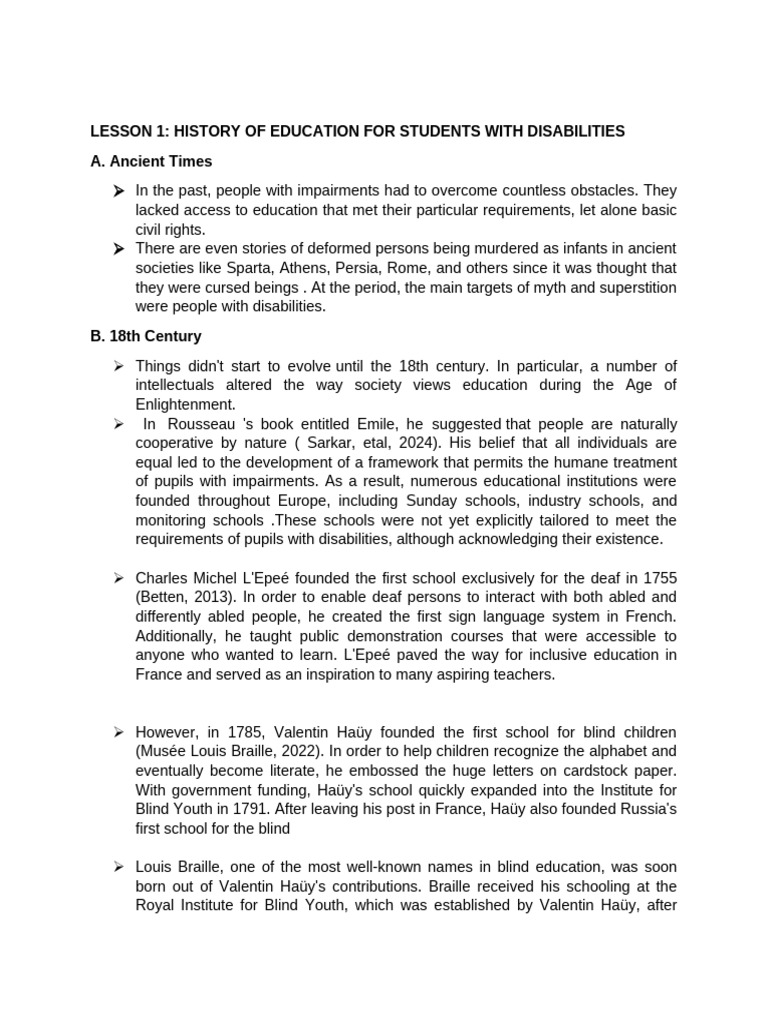 History of Special Education Evolution | PDF | Disability | Inclusion ...
