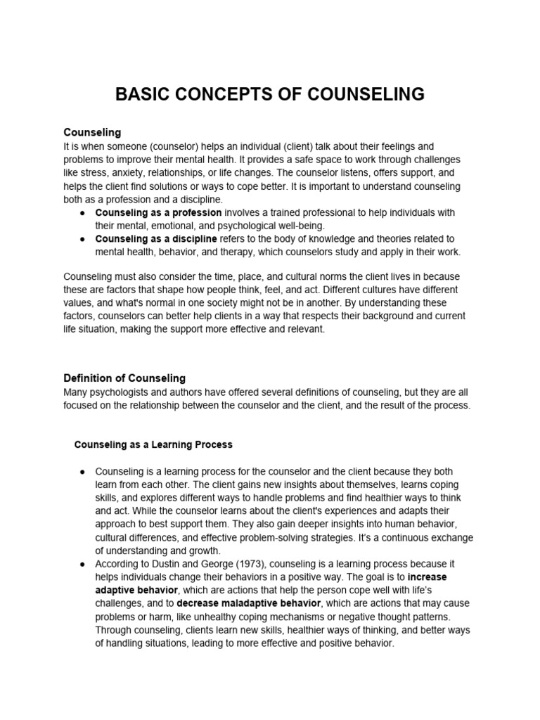 Understanding Counseling Basics | PDF | Psychotherapy | Anxiety