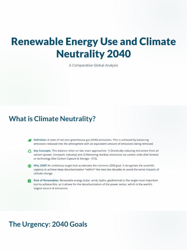 Renewable Energy and Climate Neutrality 2040 | PDF