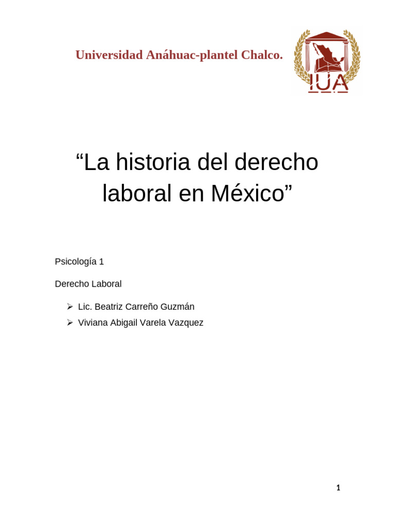 Historia del Derecho Laboral en México | PDF | Salario | Derecho laboral