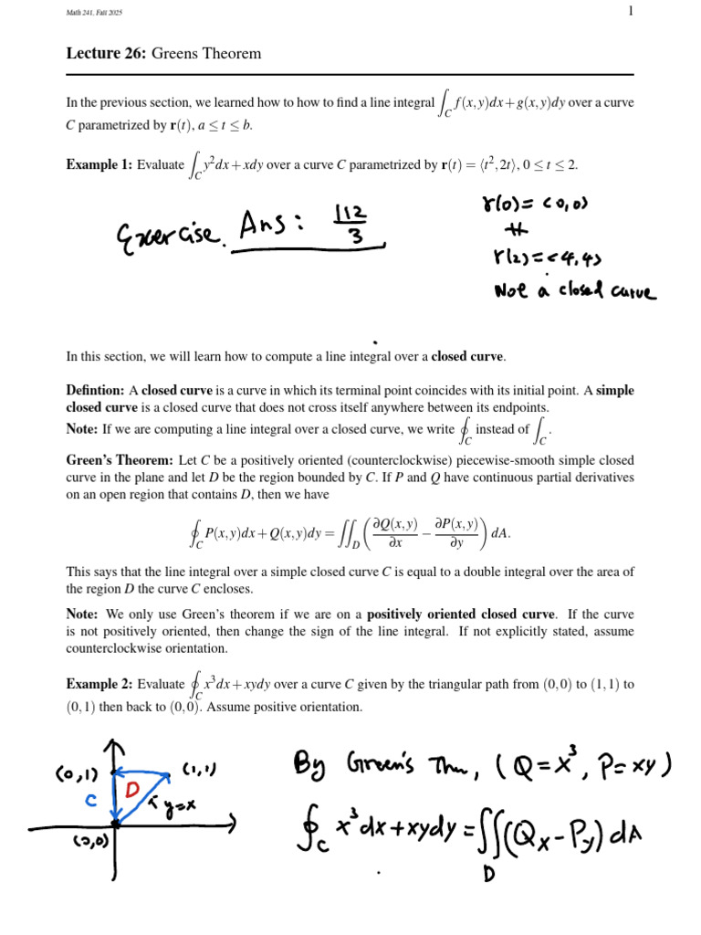 Green's Theorem Explained with Examples | PDF | Integral ...