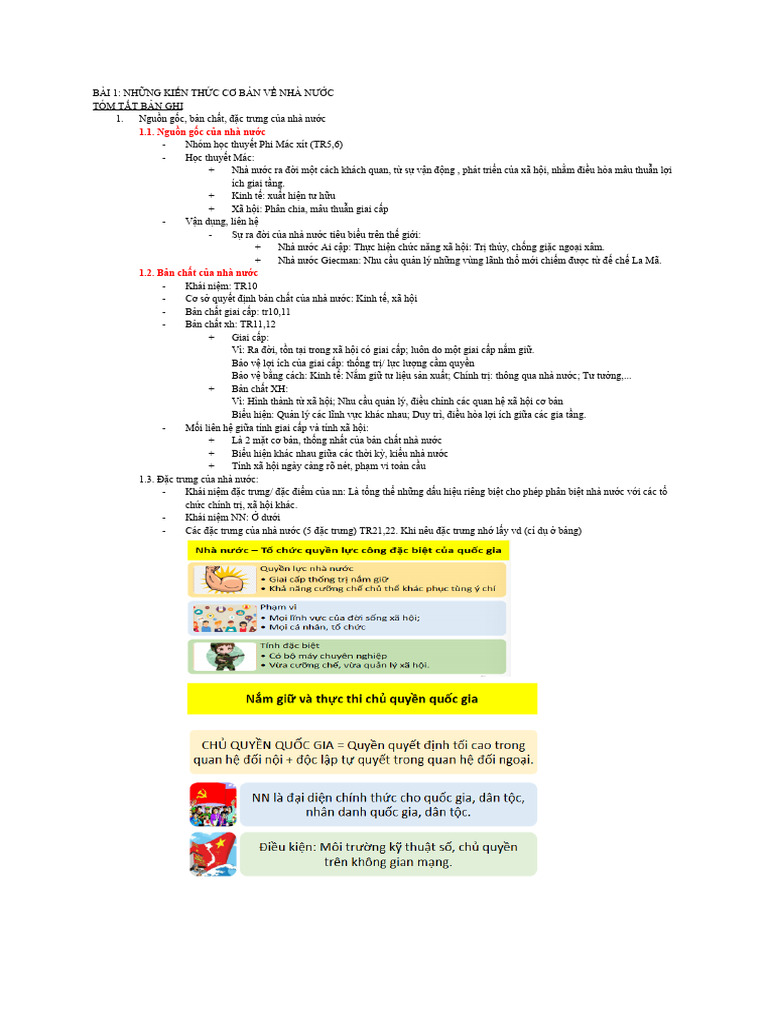 Đề Cương Chi Tiết Môn Plđc Chương 1 | PDF