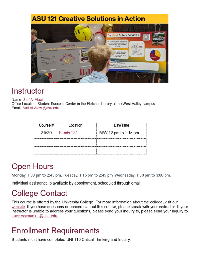 ASU 121: Creative Solutions Course Guide | PDF | Quantitative Research ...