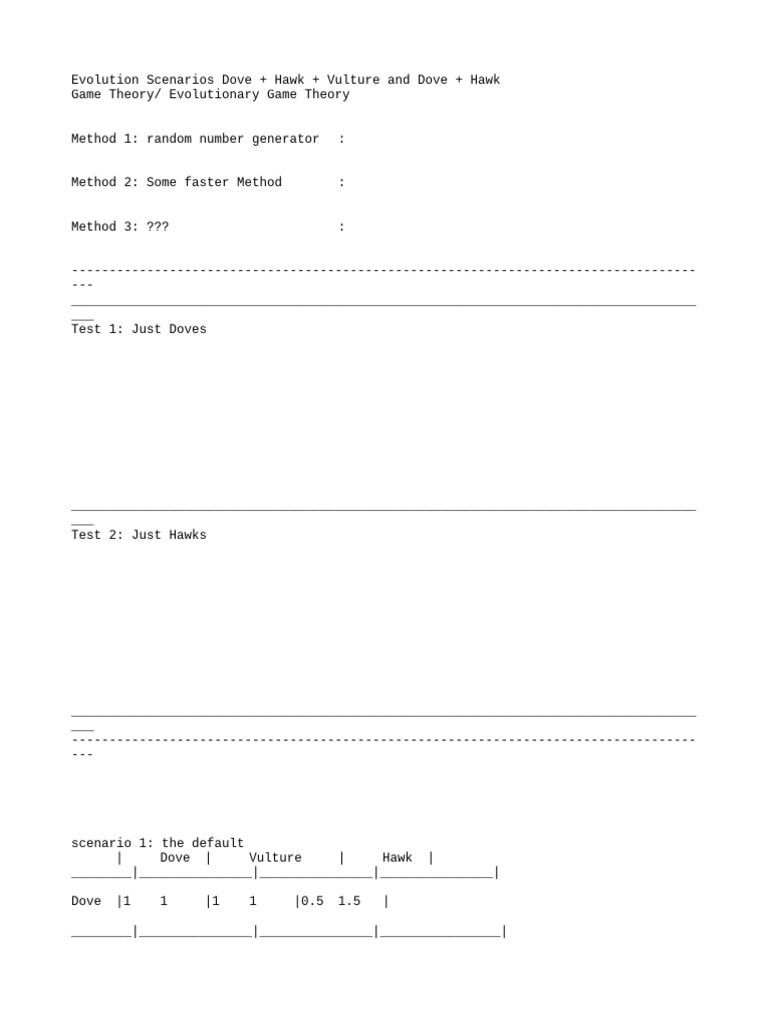Evolution Scenarios Dove + Hawk + V | PDF | Biological Evolution ...
