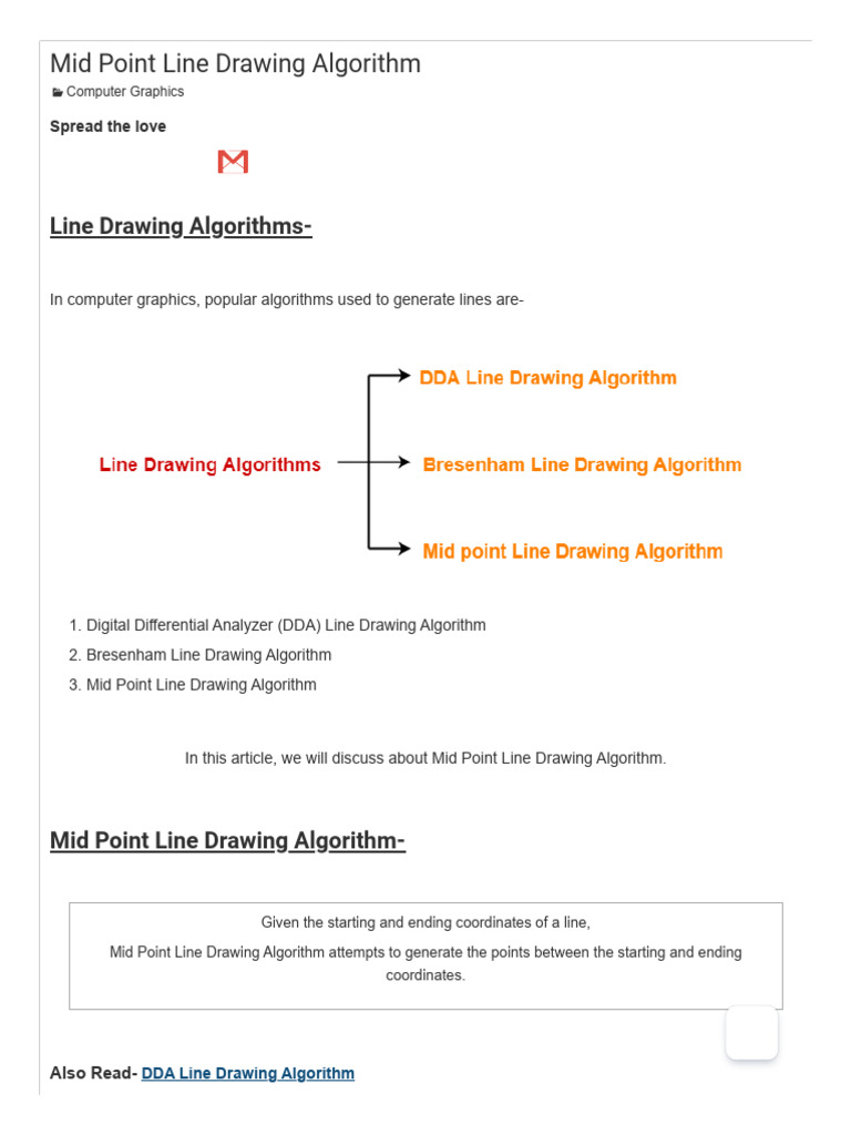 Mid Point Line Drawing Algorithm Guide | PDF | Computer Science ...