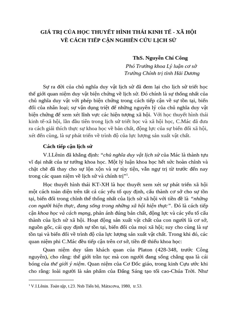 Giá Trị Của Học Thuyết Hình Thái Kinh Tế | PDF