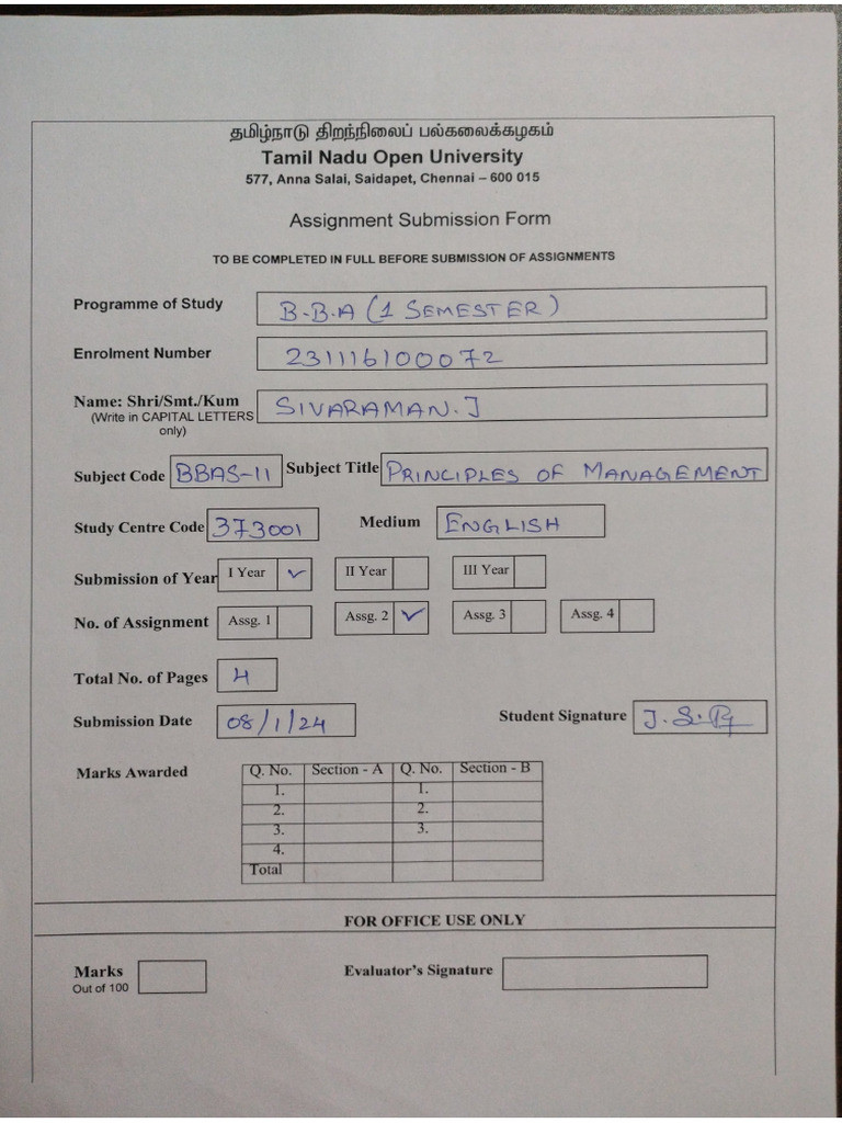 BBAS-11 Principal of Management Assg 2 | PDF