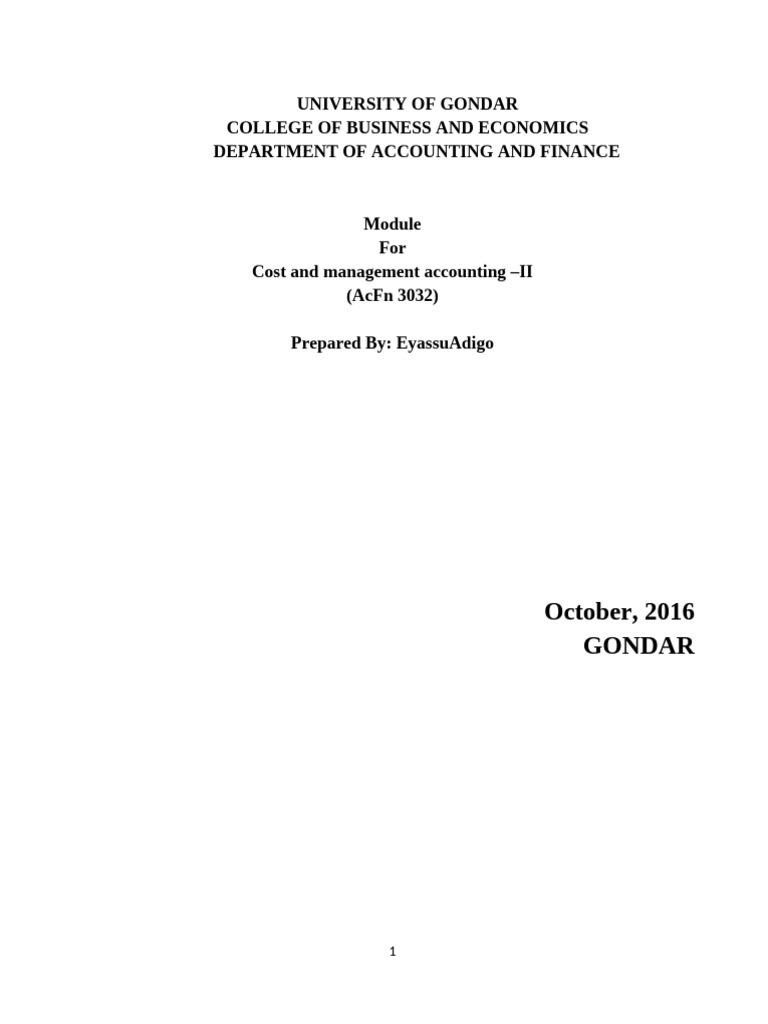 Cost and Management Accounting II Guide | PDF | Business | Management ...