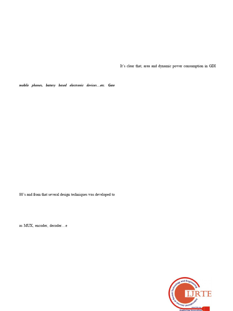 GDI Technique for Low Power VLSI Design | PDF | Cmos | Logic Gate