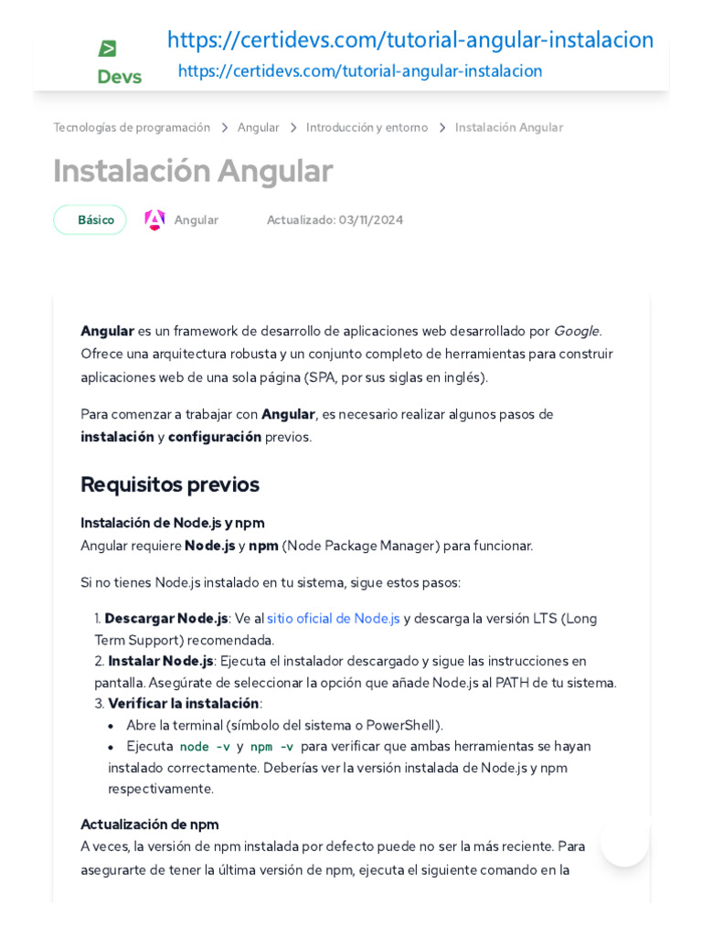 Instalación y Configuración de Angular | PDF | Software | Ingeniería de ...