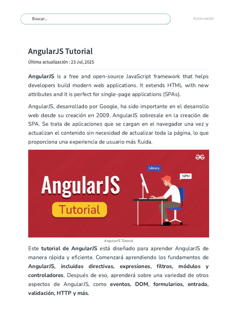 Guía Completa de AngularJS 2025 | PDF | Js angular | Script Java