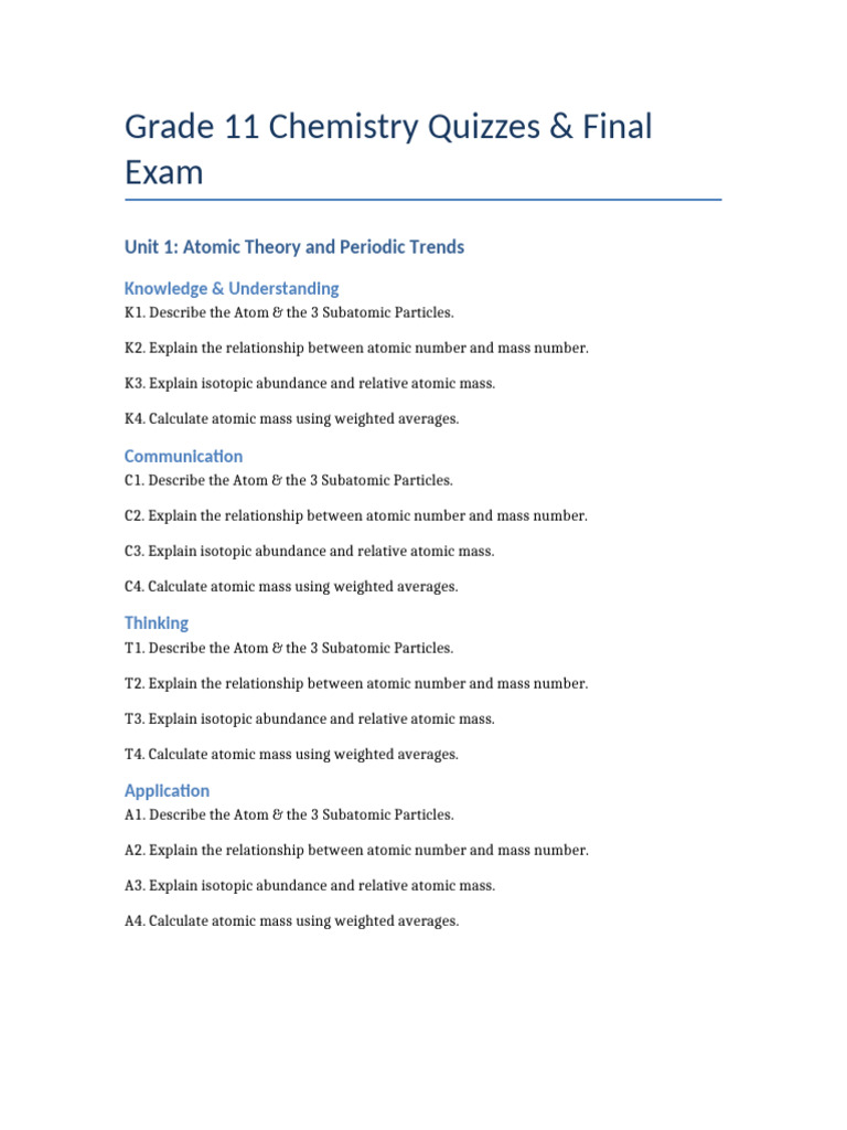 Grade 11 Chemistry Quizzes & Exam Guide | PDF | Chemical Compounds | Gases