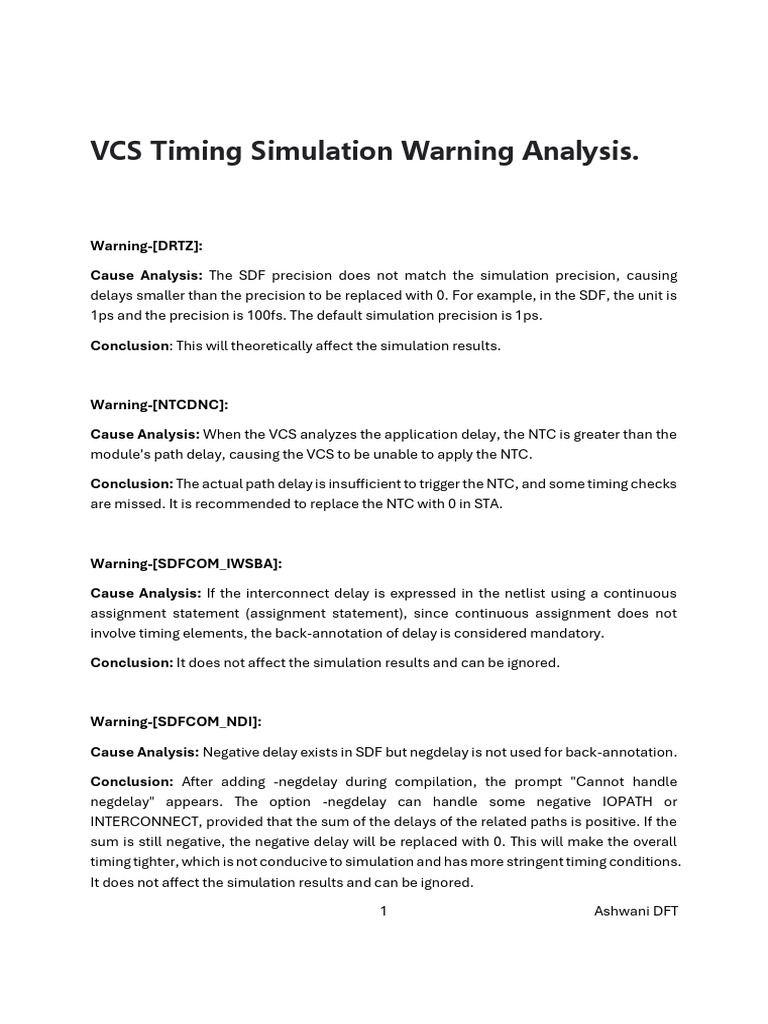 VCS Timing Simulation Warning Analysis | PDF | Computer Engineering ...