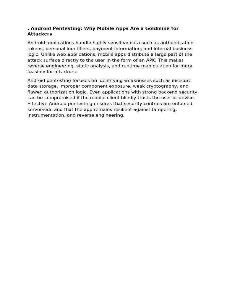 Android Pentesting Why Mobile Apps Are A Goldmine For Attackers | PDF