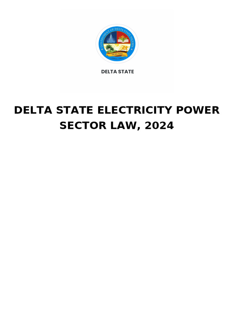 Delta State Electricity Law 2024 | PDF | Electric Power Distribution ...