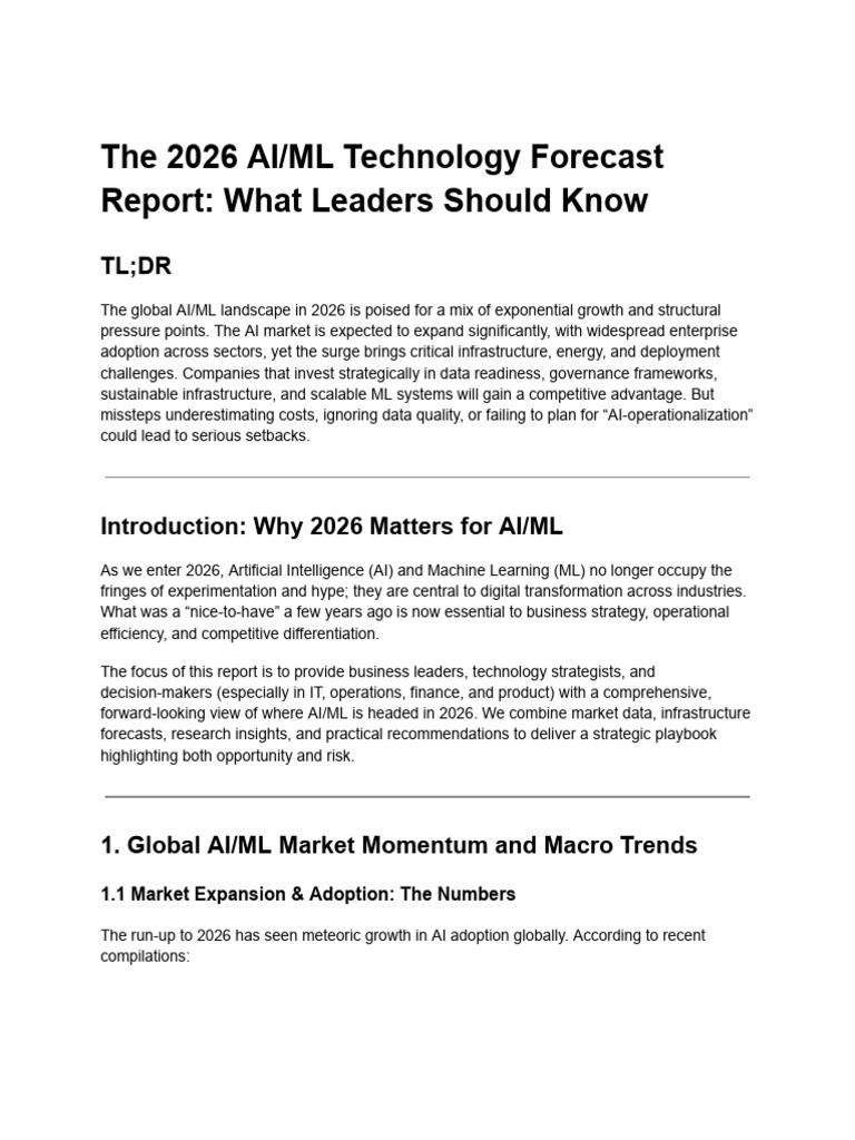 The 2026 AI - ML Technology Forecast Report - What Leaders Should Know ...