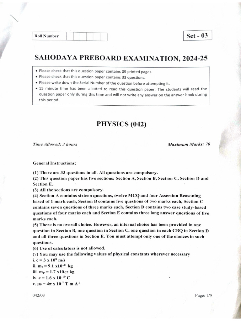 Sahodaya Pre Board Set-3 QP | PDF