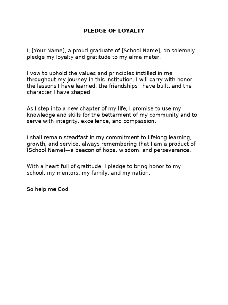 Loyalty Pledge for Graduates | PDF