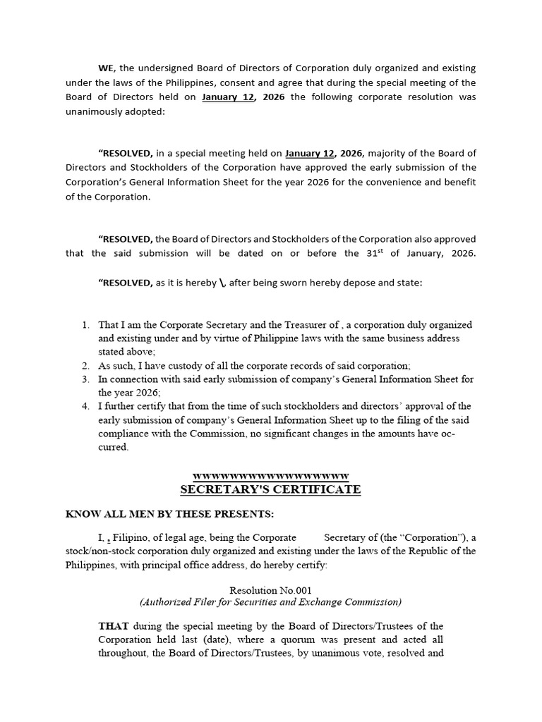 Board Resolution for Early Submission 2026 | PDF