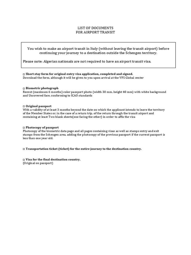 Airport Transit Checklist | PDF