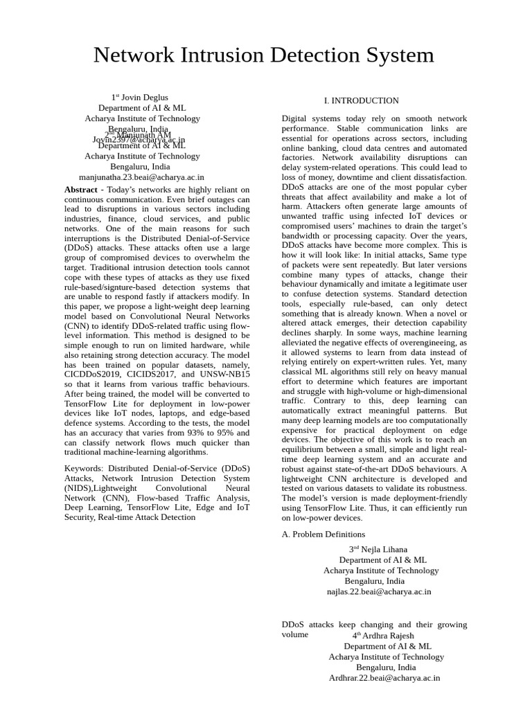 Research Paper DDoS Dec 17, 2025 | PDF | Machine Learning | Deep Learning