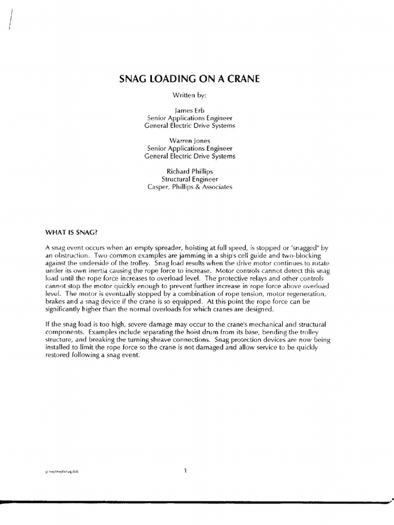 Snag Loading On A Crane | PDF