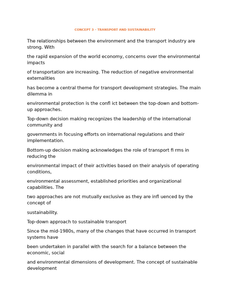 Sustainable Transport and Environmental Impact | PDF | Sustainability ...