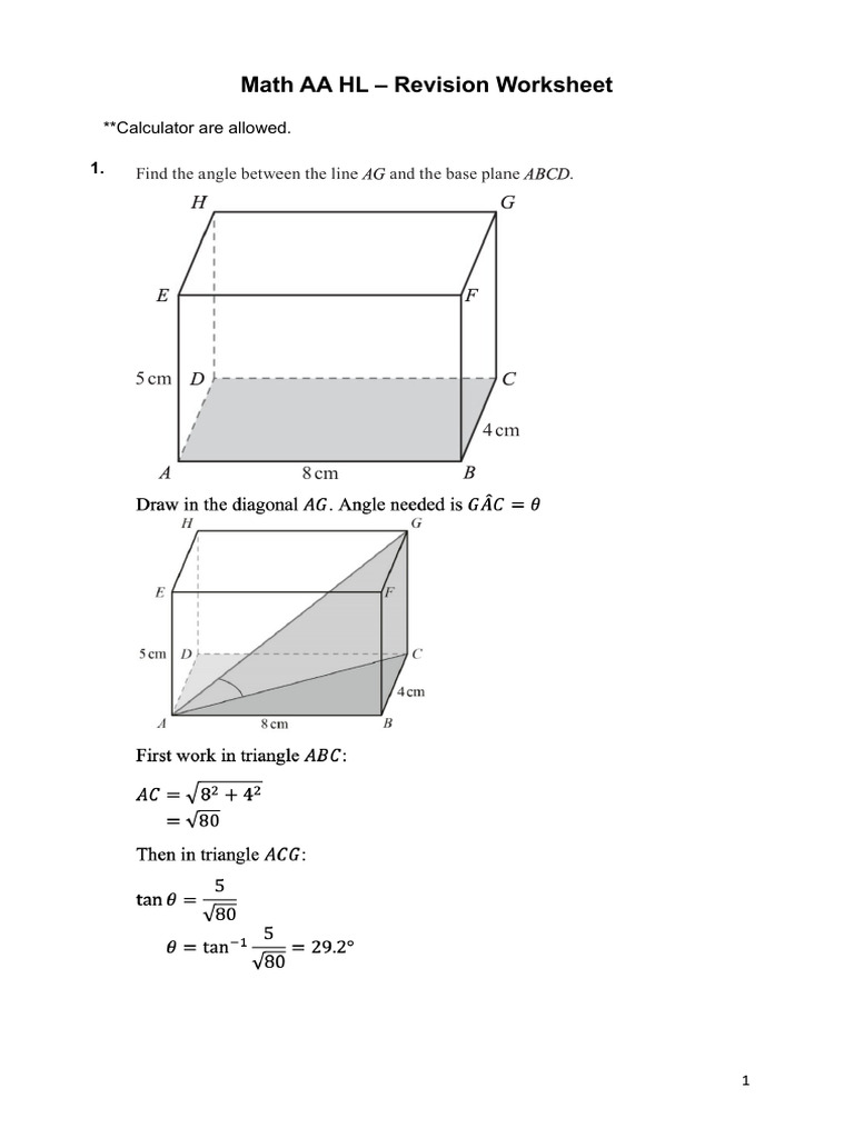 DP1 Revision Worksheet 01 MS | PDF