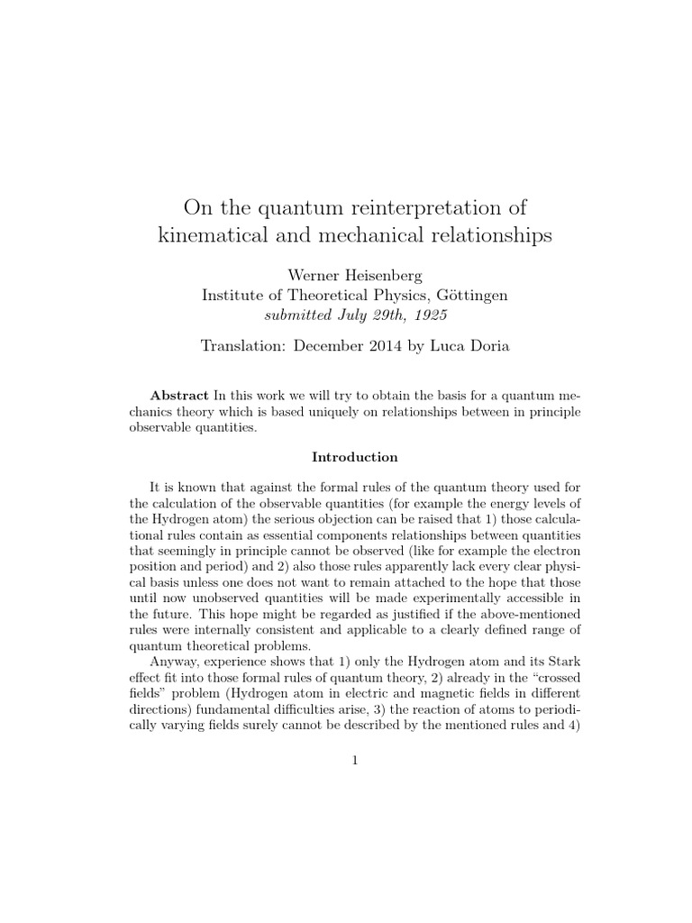 Quantum Mechanics: Observable Relationships | PDF | Quantum Mechanics ...
