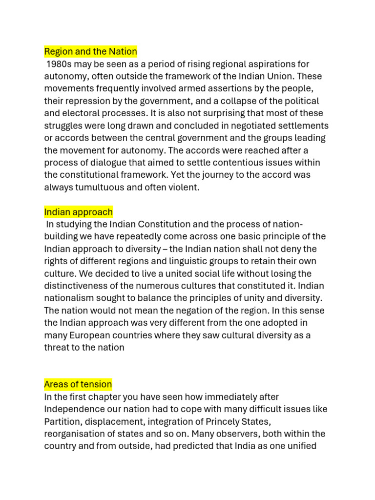 Regional Autonomy Movements in India | PDF | Politics Of India