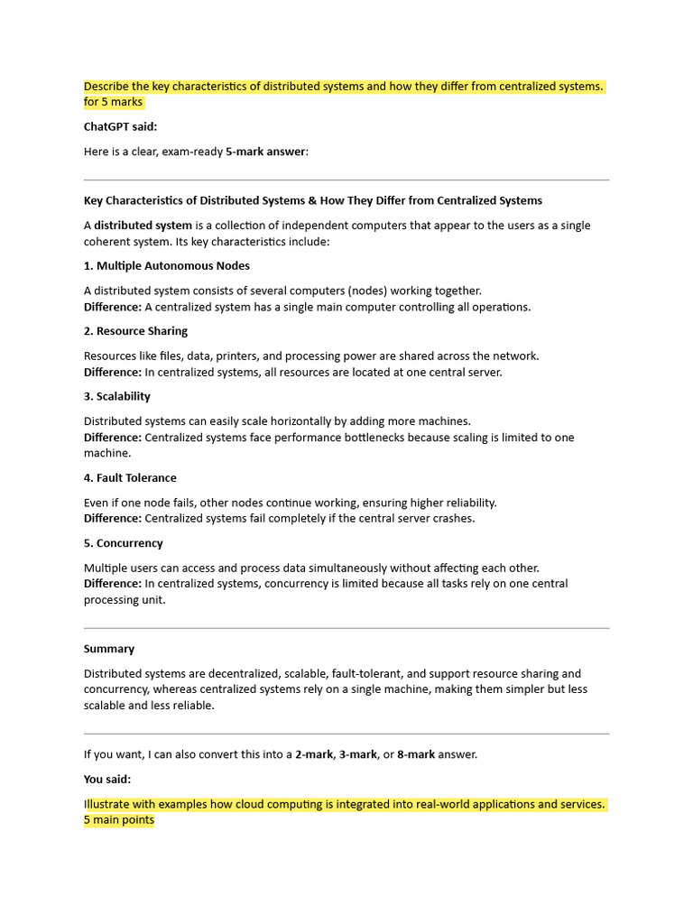 Key Features of Distributed vs Centralized Systems | PDF | Cloud ...